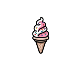 Cartoon ice cream cone with swirls and sprinkles