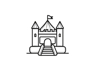 Simple, black and white inflatable castle graphic