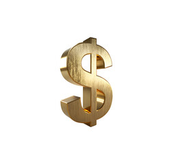 Obraz premium Photorealistic 3D Render of Thick Metallic Gold Dollar Sign with Polished Reflective Surface and Brushed Metal Texture