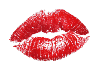 A vibrant red lipstick kiss mark