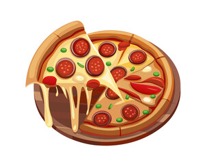 3d pizza vector illustration concept on jpg on white background
