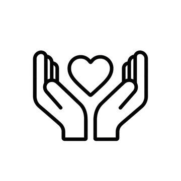 Two hands holding a heart, a simple, elegant design