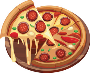 3d pizza vector illustration concept on eps on white background