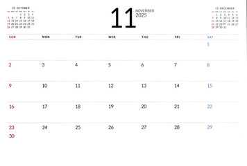 November 2025 calendar with white background, new plans for 2025