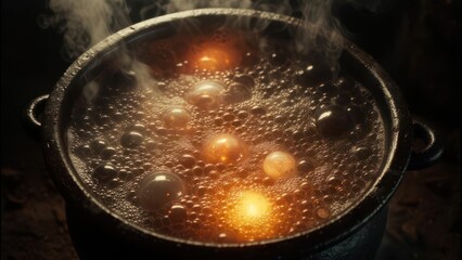 Magical cauldron bubbling