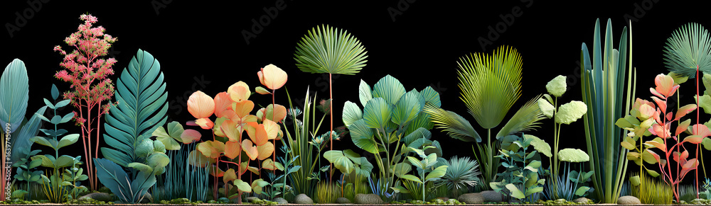 Poster plants in 3d rendering. beautiful plant in 3d rendering isolated