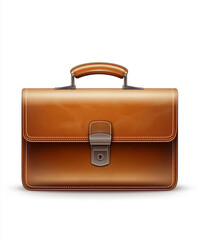 Briefcase with leather texture, isolated on white background
