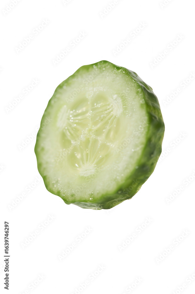 Poster fresh cucumber slice isolated on a white background