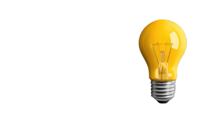 A bright yellow lightbulb against a black background