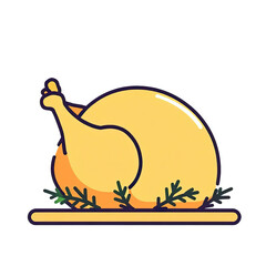 Ai generated image of a golden roasted turkey on a platter, garnished with fresh herbs, ready for a holiday feast isolated on transparent background