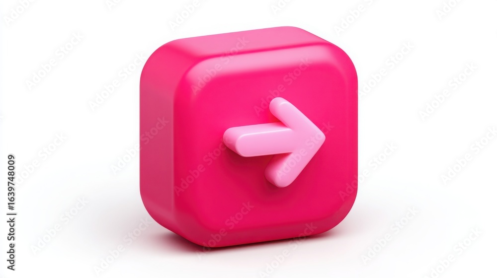 Poster stylish pink button featuring a white arrow symbolizing request for update and progress in digital i