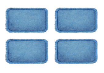 Four light-blue rectangular patches,  stitched edges,  blank space