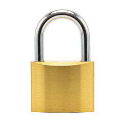 Naklejka premium A classic brass padlock with a shiny silver shackle isolated on transparent background