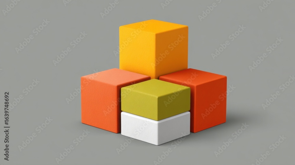 Poster cube with a white cube in the middle symbolizing the concept of result prism output split into visib
