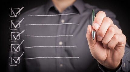 Person writing a checklist to organize tasks and prioritize goals for effective time management and productivity