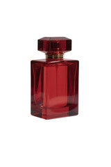 Elegant Red Perfume Bottle Isolated on White Background