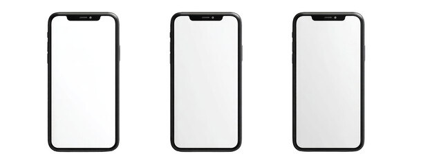 Three blank smartphones