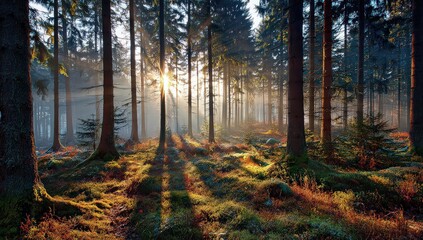 Fototapeta premium Pixelized Forest Sunlight