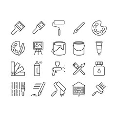 Painting tools line icon set.
