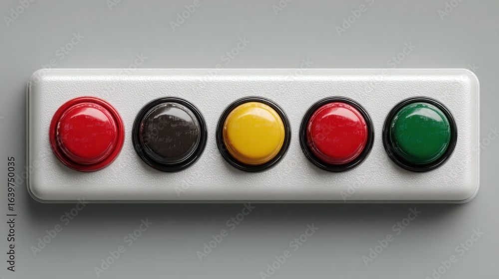 Poster white switch with four red yellow and green buttons representing meaning-based input in semantic sig