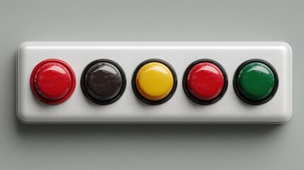 White switch with four red yellow and green buttons representing meaning-based input in semantic signal processor