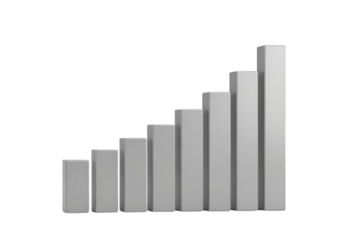 Growing Bar Graph - Data Visualization Concept on White Background