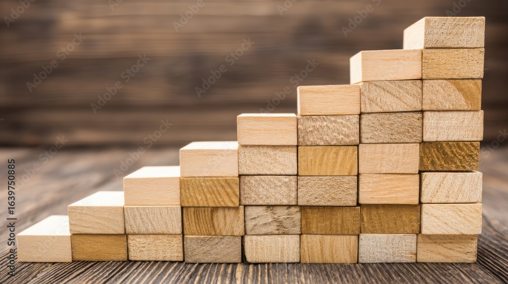 Aufkleber a neatly arranged stack of wooden blocks symbolizing the idea of orderly sequence and structured exe