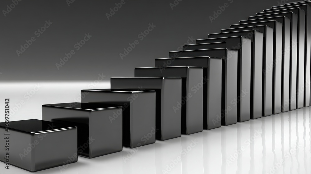 Poster a series of black boxes arranged in a line representing order and sequence in a structured execution