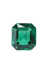 Emerald Cut Emerald Gemstone on White Background, Luxury Jewelry Design Element