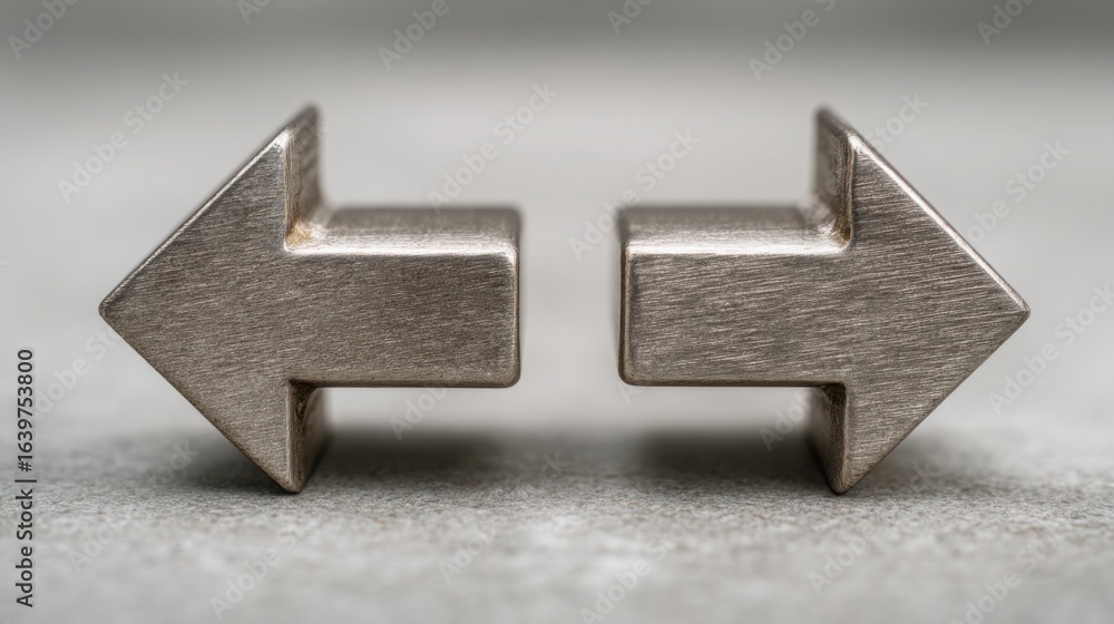 Poster two silver arrows indicating direction and alignment in a conceptual representation of team cohesion