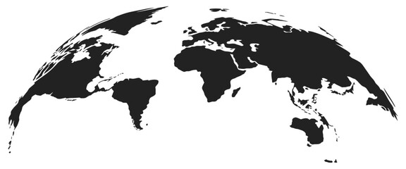 World map displayed on curved globe silhouette illustration