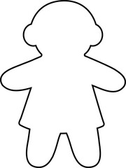 Christmas chubby gingerbread man outline vector.
Holiday cute gingerbread man cookies outline Isolated.
Transparent background. svg.