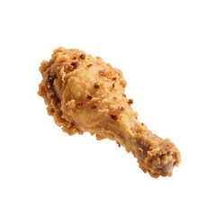 Fried Chicken Leg with Spices Isolated on White