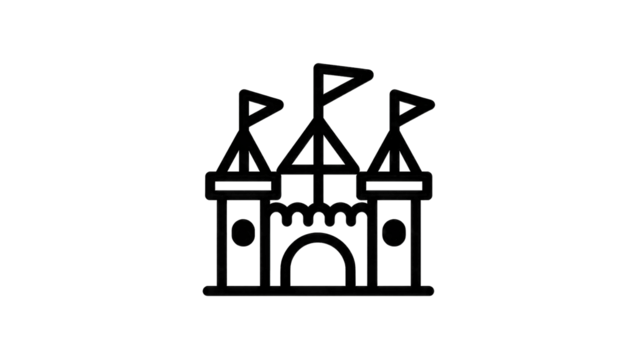 Simple, outlined drawing of a playhouse