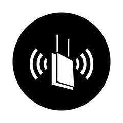 black and white illustration of wi-fi icon