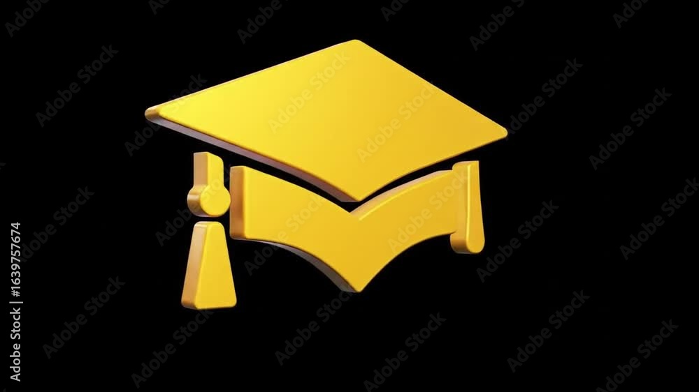 Poster a golden, three-dimensional abstract shape, rendered with glossy textures, floats against a deep bla
