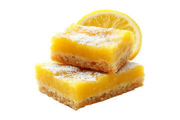 freshly baked lemon bars isolated on transparent background
