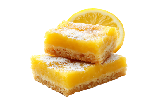 freshly baked lemon bars isolated on transparent background