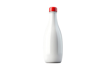 Full bottle of milk with red top isolated on transparent background