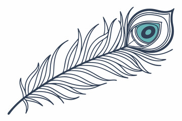 Obraz premium Elegant Peacock Feather Illustration with Teal Eye.