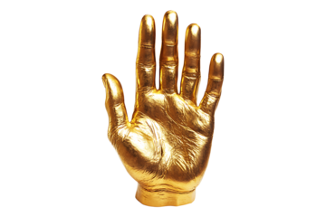 Golden hand isolated on transparent background