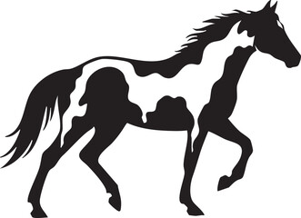 Galloping paint horse silhouette