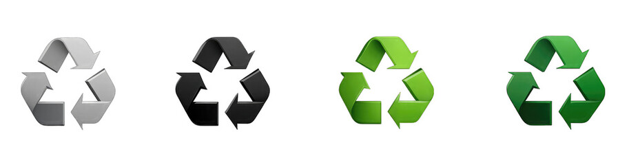 Three variations of a pixelated recycling symbol