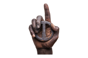 Hand showing peace symbol isolated on transparent background