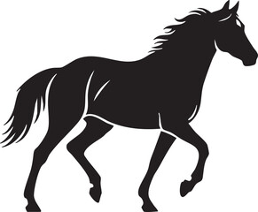 Obraz premium Elegant black horse galloping silhouette