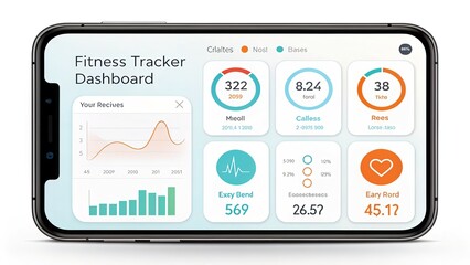 Track your fitness progress with a modern dashboard app on your smartphone for a healthy lifestyle