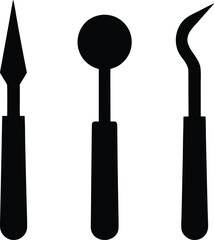 Dental tools silhouette icons set, medical and healthcare symbols