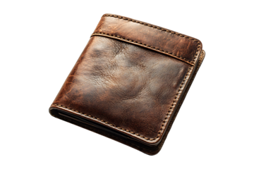 Leather wallet isolated on transparent background