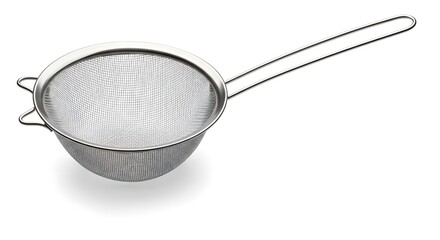 Stainless steel strainer on wite back ground.