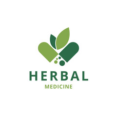 Green Modern Herbal Medicine Logo Design 